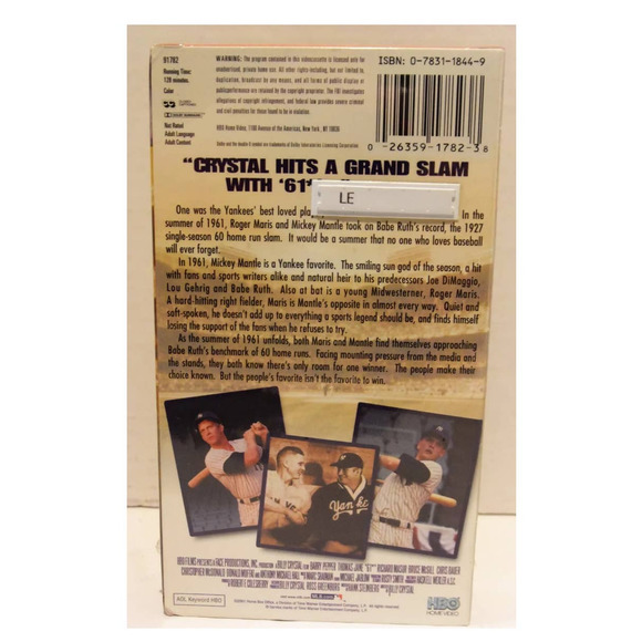 BRAND NEW 61* VHS; 2001 Billy Crystal SEALED Baseball Movie - Picture 2 of 4